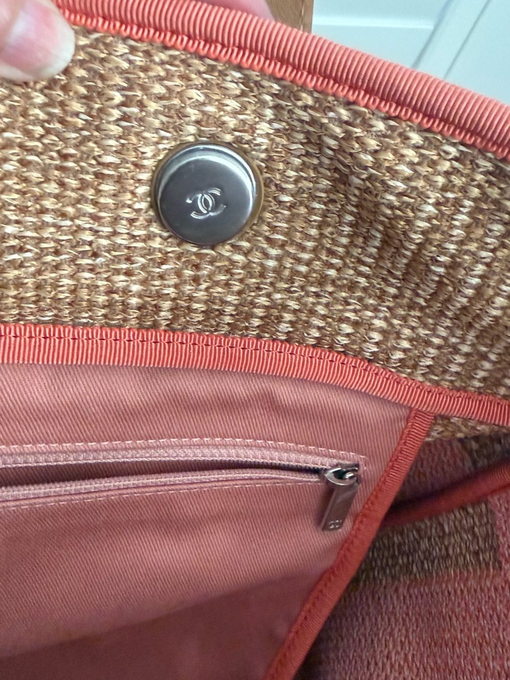 Chanel Pink Raffia Large Shopping Tote - Picture 9 of 11